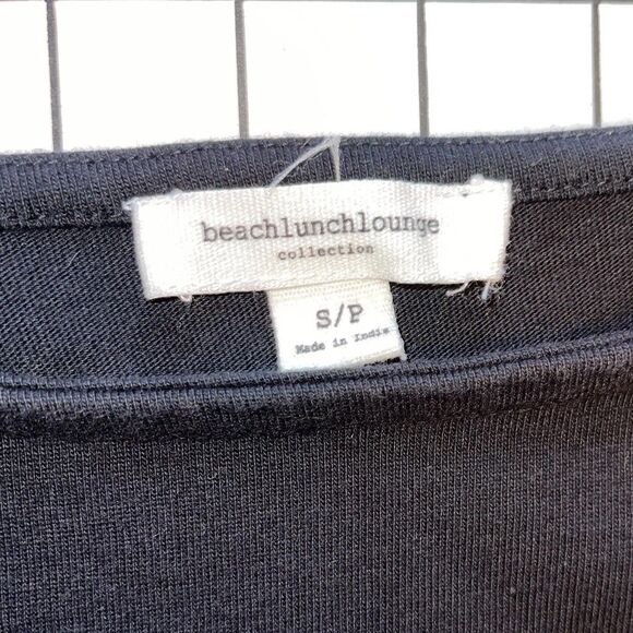 Beach Lunch Lounge Dress Striped Black White w/Net Bell Cuff Sleeves Knee Length - Picture 7 of 7